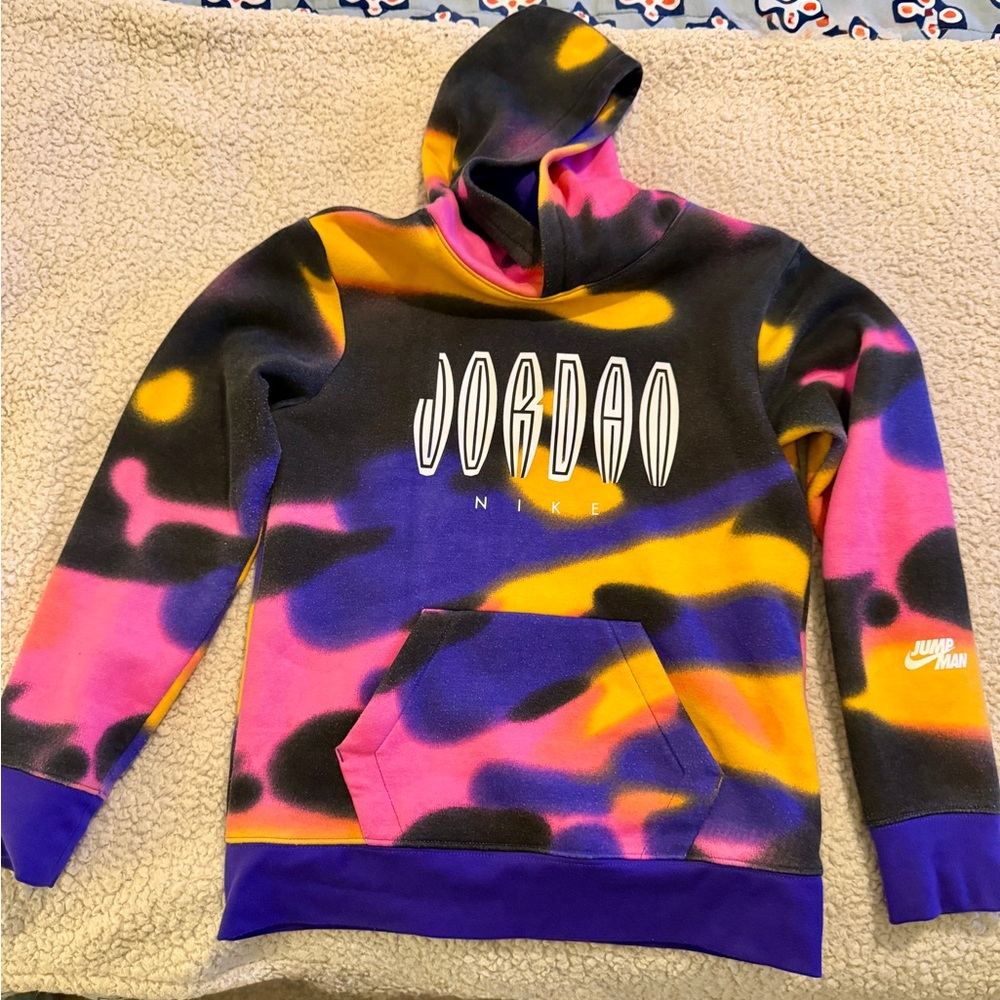 Jordan Pink, Yellow, and Purple Tie-Dye Hoodie